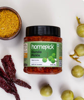 Handpicked gunda or leswa or gum berries are pickled using the traditional sundrying methods to give you the best Homepick pickles.