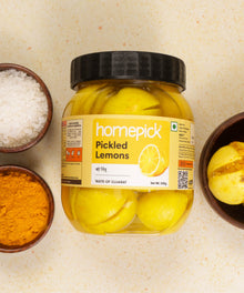 Homepick achar and pickles are available in pouch packing or in reusable pet jars
